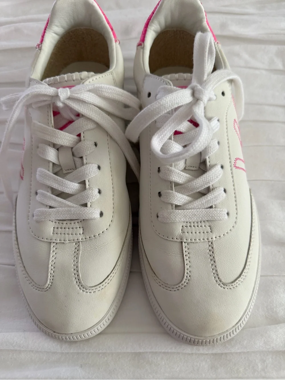 Vintage Havana Crisp White Pink Leather Sneakers Size 7.5